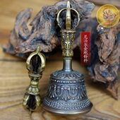 尼泊尔精品手工五股五钴法铃金铃金刚铃杵15cm