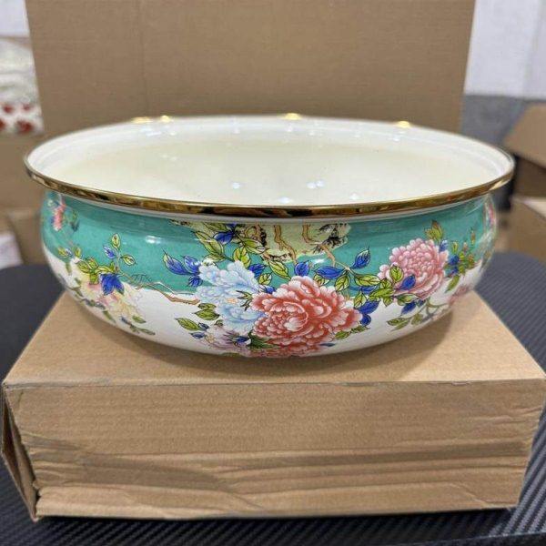 珐琅彩搪瓷金如意盆 拌馅汤盆火锅和面,厨房/烹饪用具,料理盒,淘宝优惠券,粉丝福利购,淘宝优惠卷