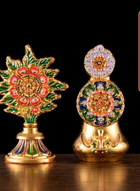 藏传佛具用品密宗供具镀金彩绘八供朵玛食子酥油花果食子朵玛摆件