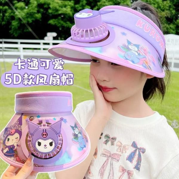 防晒帽子男女童夏三电风扇遮阳帽丽鸥儿童太阳帽季库洛米防紫外线