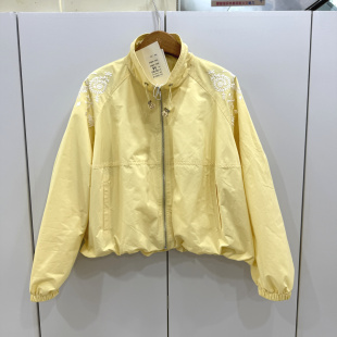 H26 立领拉链蕾丝内里重工刺绣花百搭短外套 9853欧洲站2026春时尚