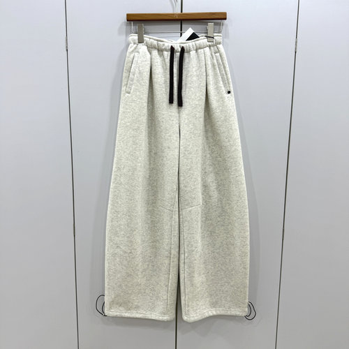 JH11702欧洲站2025冬时尚抽绳松紧高腰加绒弯刀休闲显瘦卫裤女潮