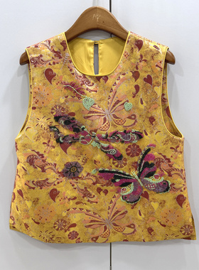 26722欧洲站2026春新款时尚圆领重工蝴蝶刺绣花百搭国风马甲套头