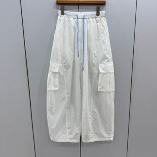 K5860-1 欧货2026夏新款时尚百搭松紧高腰工装裤显瘦系带气质女裤
