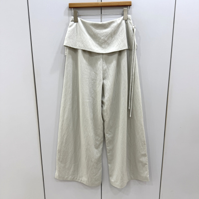 K5052-1欧货高腰系带阔腿裤女夏季垂感显瘦宽松休闲屁帘直筒长裤