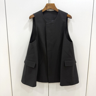 26603欧货2026春时尚 圆领单排扣韩系A字遮臀中长宽松百搭马甲外套