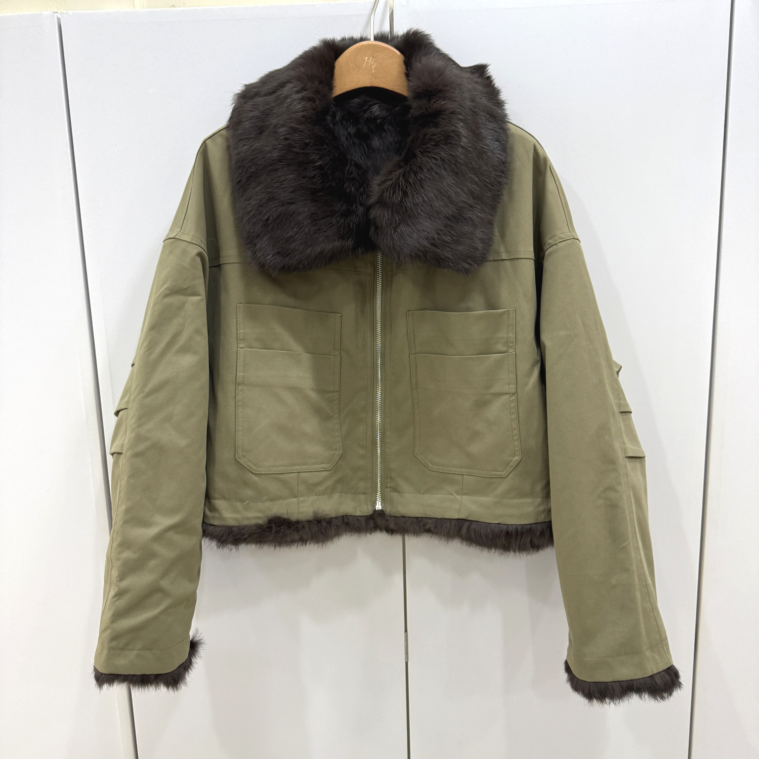 5116 欧洲站25冬新款时尚洋气兔毛翻领宽松百搭皮毛一体短款外套