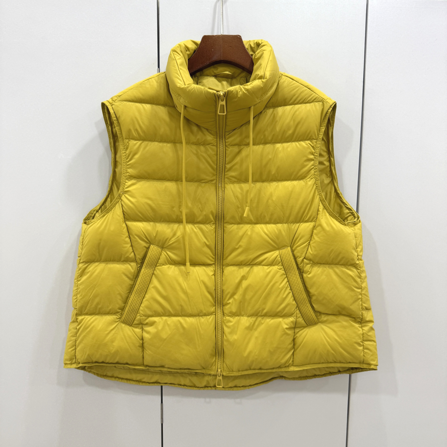 2N8501欧洲站2025冬时尚抽绳立领双拉链简约百搭保暖鸭绒羽绒马甲