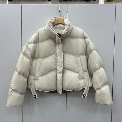 5566 欧洲站2025冬新款时尚洋气百搭拼接牛仔下摆短款羽绒服外套