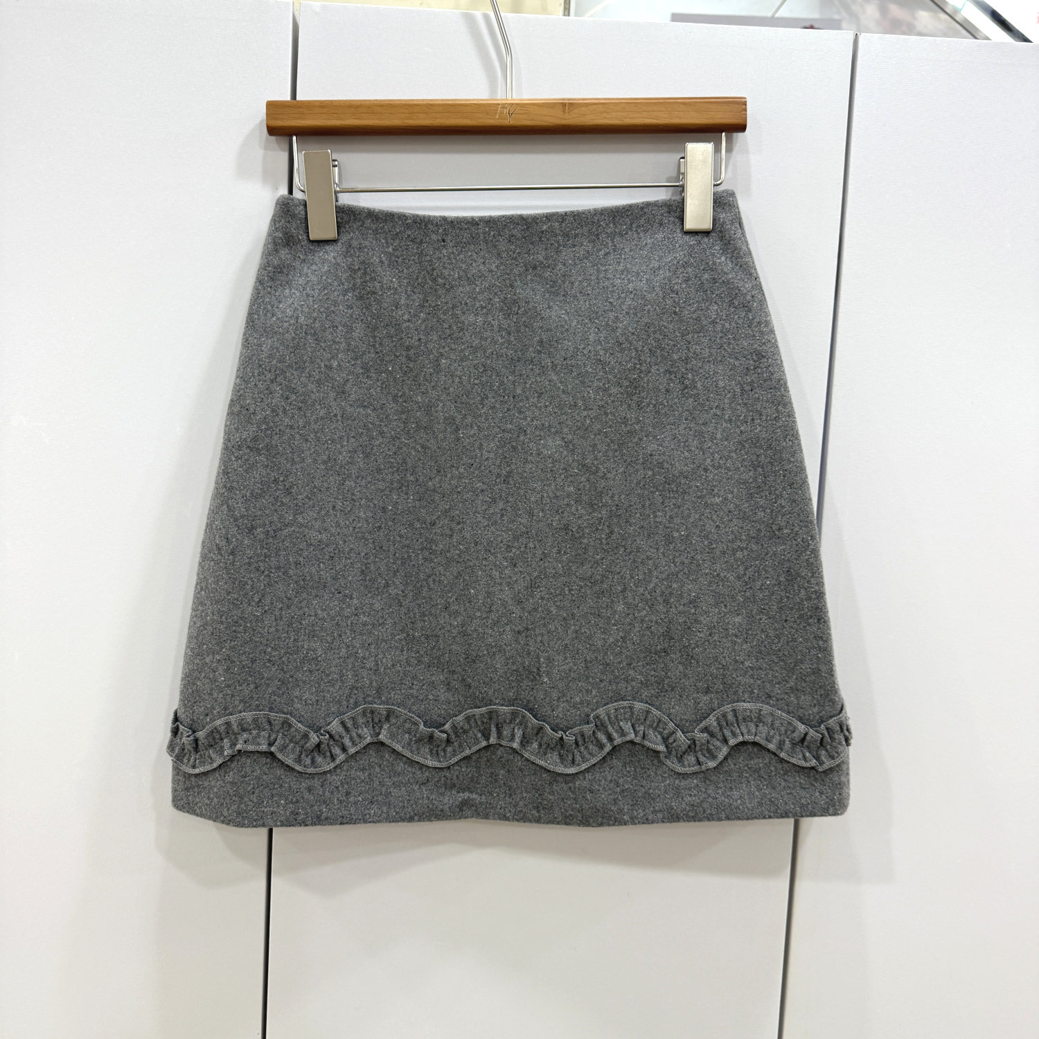 55893欧洲站2025冬时尚高腰显瘦百搭A字侧拉链拼接木耳边半身短裙