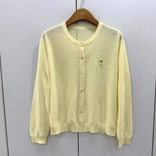 羊毛针织开衫 圆领单排扣简约树叶刺绣薄款 2606欧洲站26春时尚 532