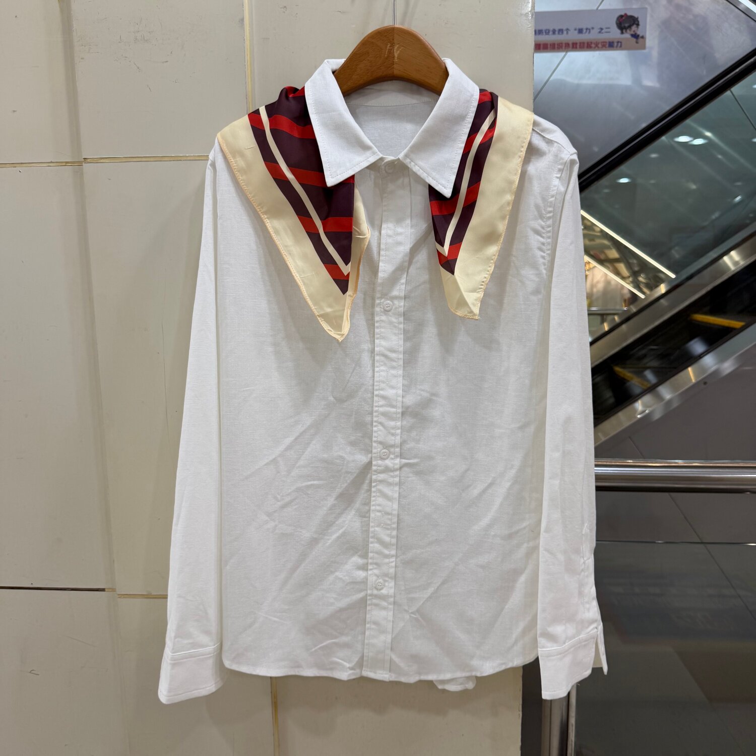 6007欧货秋季美式时髦丝巾衬衫女翻领长袖宽松百搭显瘦亚麻上衣26