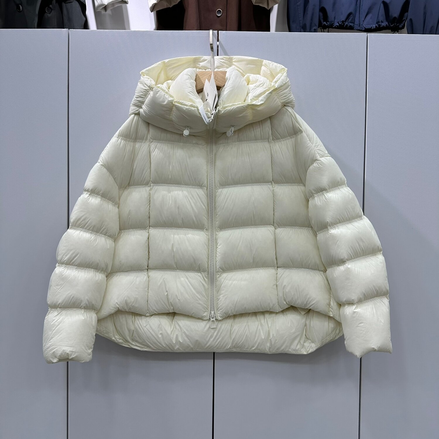 9659欧洲站2025冬新款时尚百搭连帽宽松显瘦短款白鹅绒泡芙羽绒服