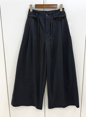50655欧洲站2026春时尚流苏腰带高腰休闲阔腿直筒街拍裤百搭长裤
