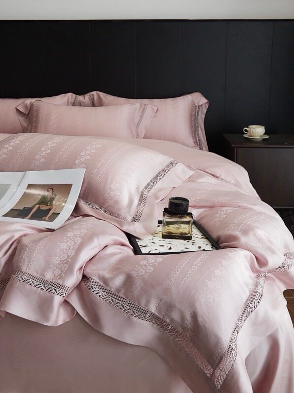 100支兰精天丝蕾丝花边提花高端轻奢双人床上用品夏被被套四件套