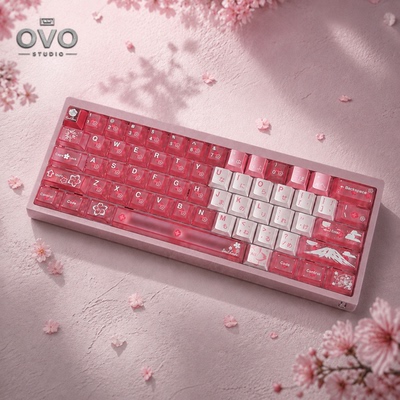 UR M1X粉羽春和景明wooting60v2客制化成品 三角洲无畏契约