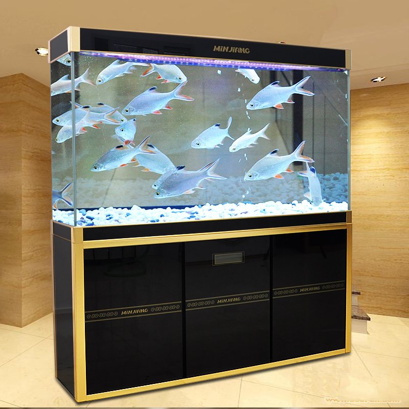 无边框大型鱼缸水族箱中型1.2米1.5超白玻璃客厅底过滤金鱼缸