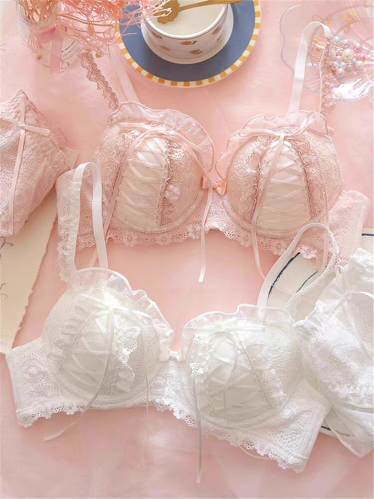 少女性感内衣女小胸聚拢法式纯欲日系甜美可爱蕾丝文胸套装无钢圈