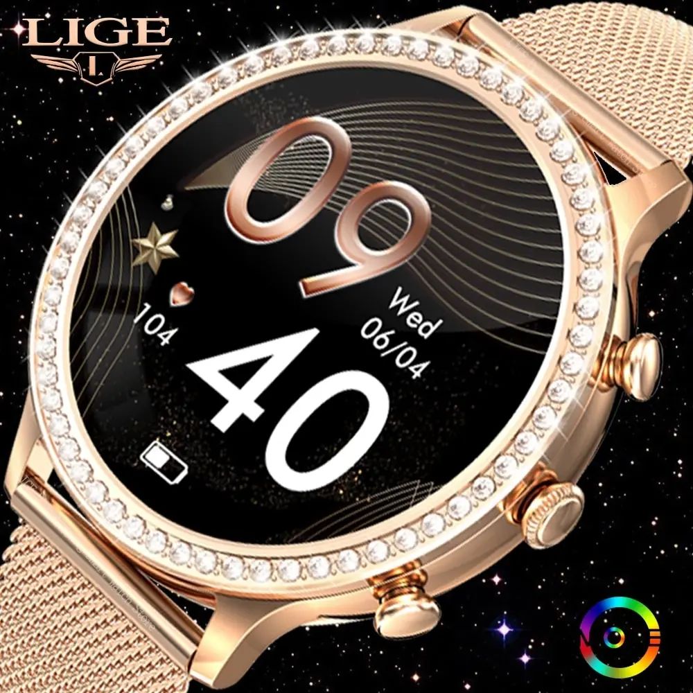 LIGE Fashion Smart Watch For Lady Bluetooth Call Blood Press