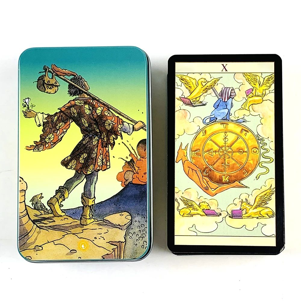 High-Quality Tin Metal Box Tarot Card 78 Cards Gilded Edge G
