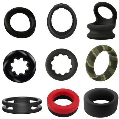 Soft Silicone Penis Cock Ring Set Male Ball Scrotum Stretche