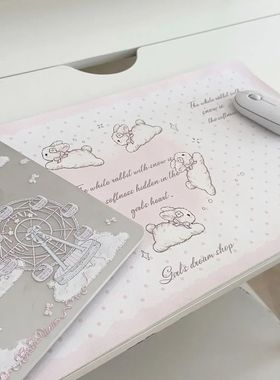 Cute Five Rabbits Love Pu Leather Mousepad Office Desk Mat M