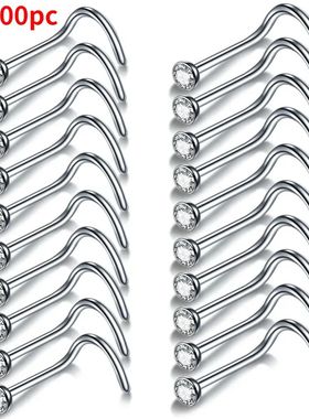 100Pcs/lot Surgical Steel Nose Piercing Stud Earrings Nostri