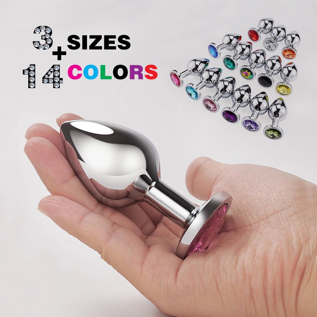 3 Sizes Stainless Steel Anal Plug Gem Base Beginner To Exper