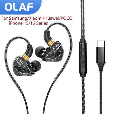 OLAF DAC Type C Earphones Wired Headset USB C Gamer Headphon