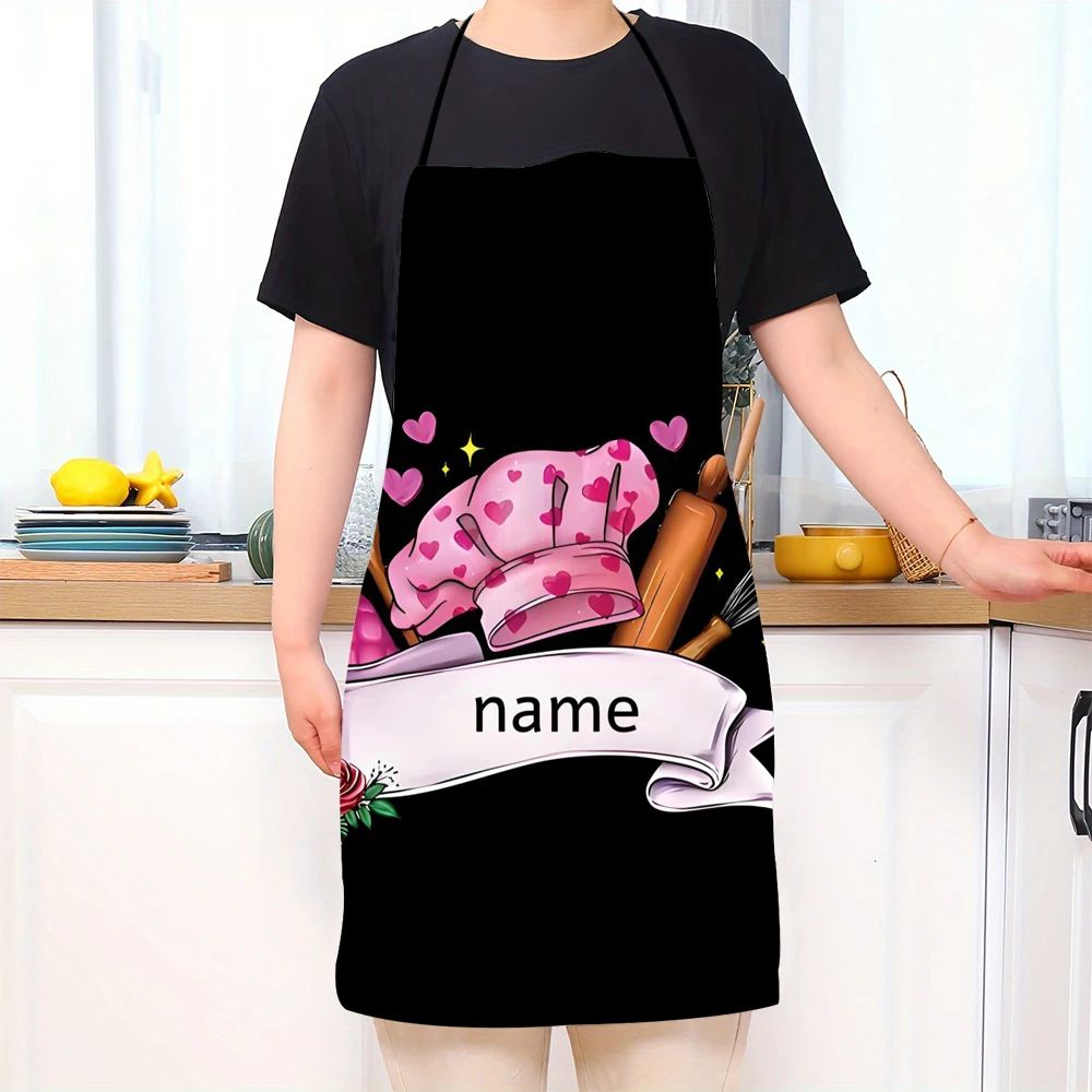 Custom Name Text Personalized Apron Pink Chef Theme with Kit