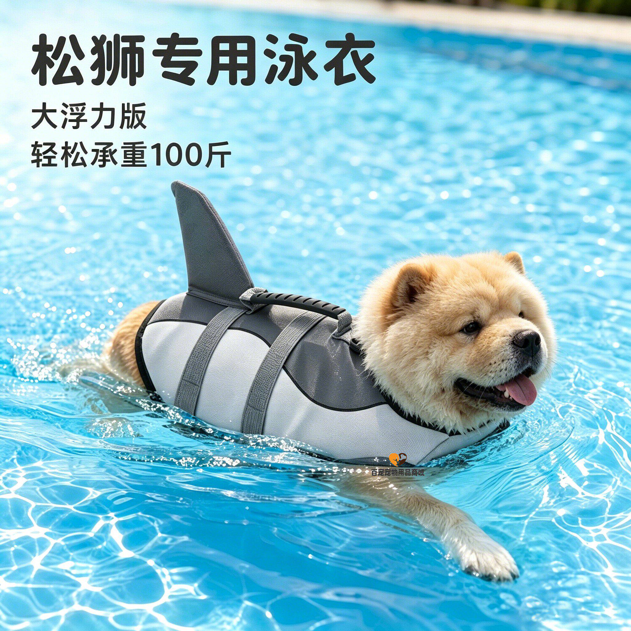 松狮专用狗狗泳衣救生衣宠物小狗游泳大型犬狗游泳衣装备夏日牵引