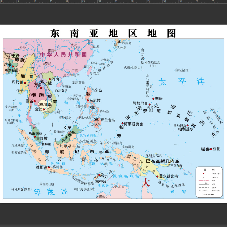 东南亚中文版地图电子版高清定制省市县水系交通路线素材设计文件