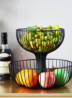 大容量水果盘家用客厅茶几双层水果篮创意高档大气多层轻奢收纳筐