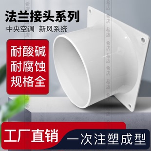 白色变径ABS新风出风口风管圆法兰座排气管油烟机厨房方变圆接头