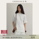 CHENXIAN辰现手工肌理压褶别致圆领短袖 T恤宽松体恤衫 落肩上衣女