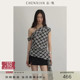 CHENXIAN辰现设计感小众斜领露肩格子无袖 收腰飘带短上衣女夏 衬衫