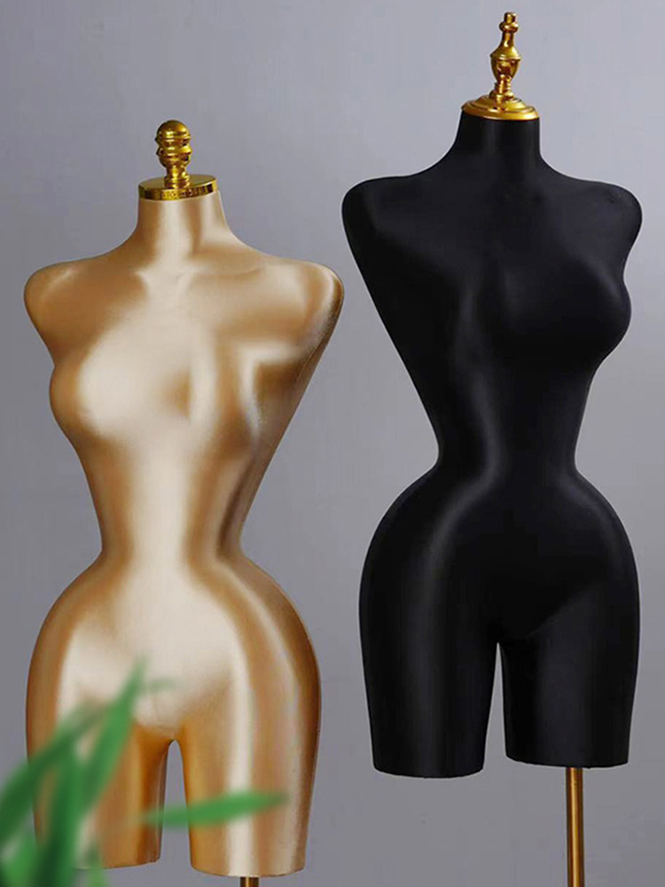 服装店外贸欧美胸大模特展示架金色人体半身内衣人偶橱窗陈列模型