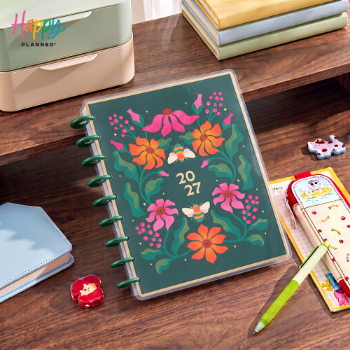 【翡底繁花】THE HAPPY PLANNER中号B5竖三格计划本27.1-27.12蘑菇环活页本进口文创ins送礼