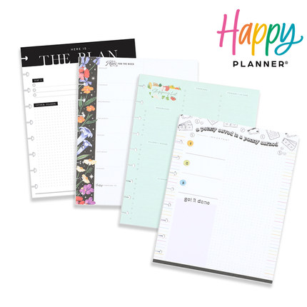 【替换内页】THE HAPPY PLANNER中号美国创意手账本替换空白内页40张笔记本计划本可拆卸活页本替芯9孔蘑菇孔
