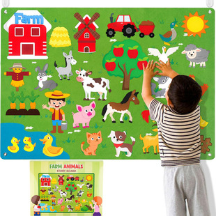 velcro toys Farm Animals Felt Story Board Set Storytelling