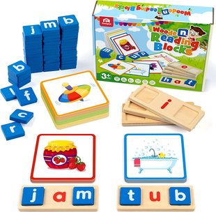 Reading sightword Letters Games blocks英文拼 Spelling Wooden