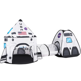 White Rocket Ship Pop up Play Spaceship Tent kids Set Tunnel