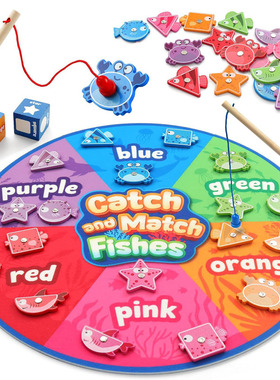 Color Sorting Toys Fine Motor Skills Magnetic Fishing Game木