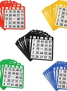 100-Pack Multi-Color Bingo Game Cards with Easy Read Numbers
