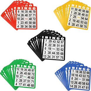 100-Pack Multi-Color Bingo Game Cards with Easy Read Numbers