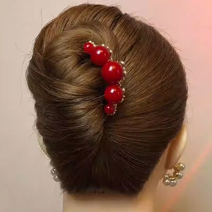 发簪凤钗古风后脑勺珍珠发梳发夹盘发插梳女简约簪子发插头饰发卡