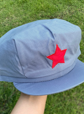 帽子红军灰色八路军装扮新四军复古五角星帽幼大人八角帽儿童演出