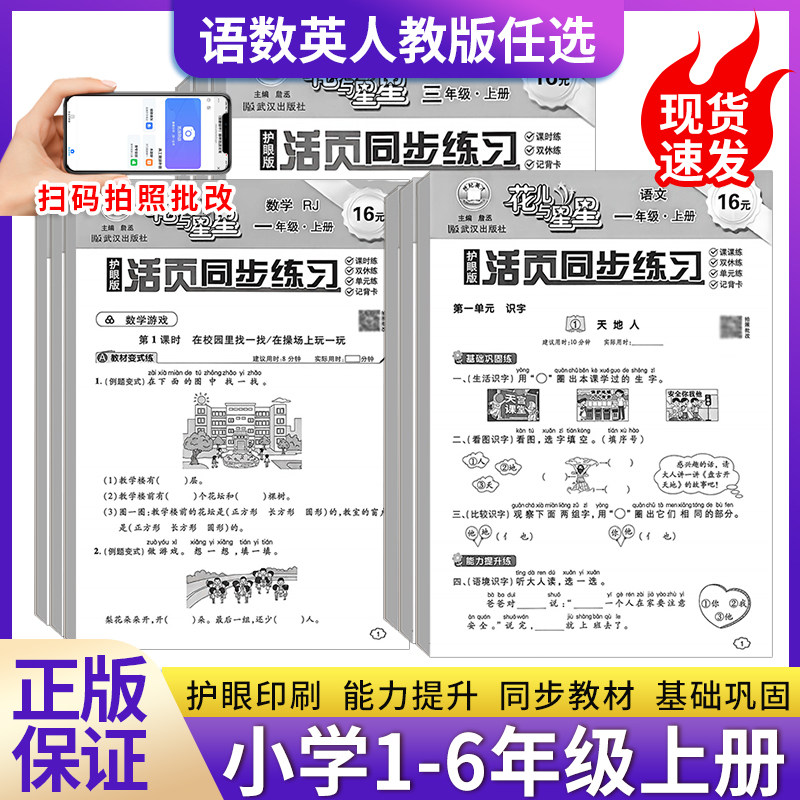 2026秋花儿与星星英才活页同步练习语文数学英语一二三四五六年级上册下册人教版课课练 - 实物图