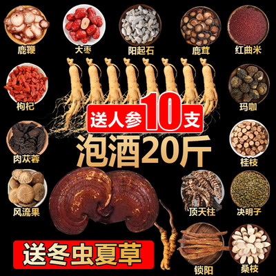长白山男性泡酒料滋补养生中药材泡酒专用套餐十全肾人参鹿鞭虫草