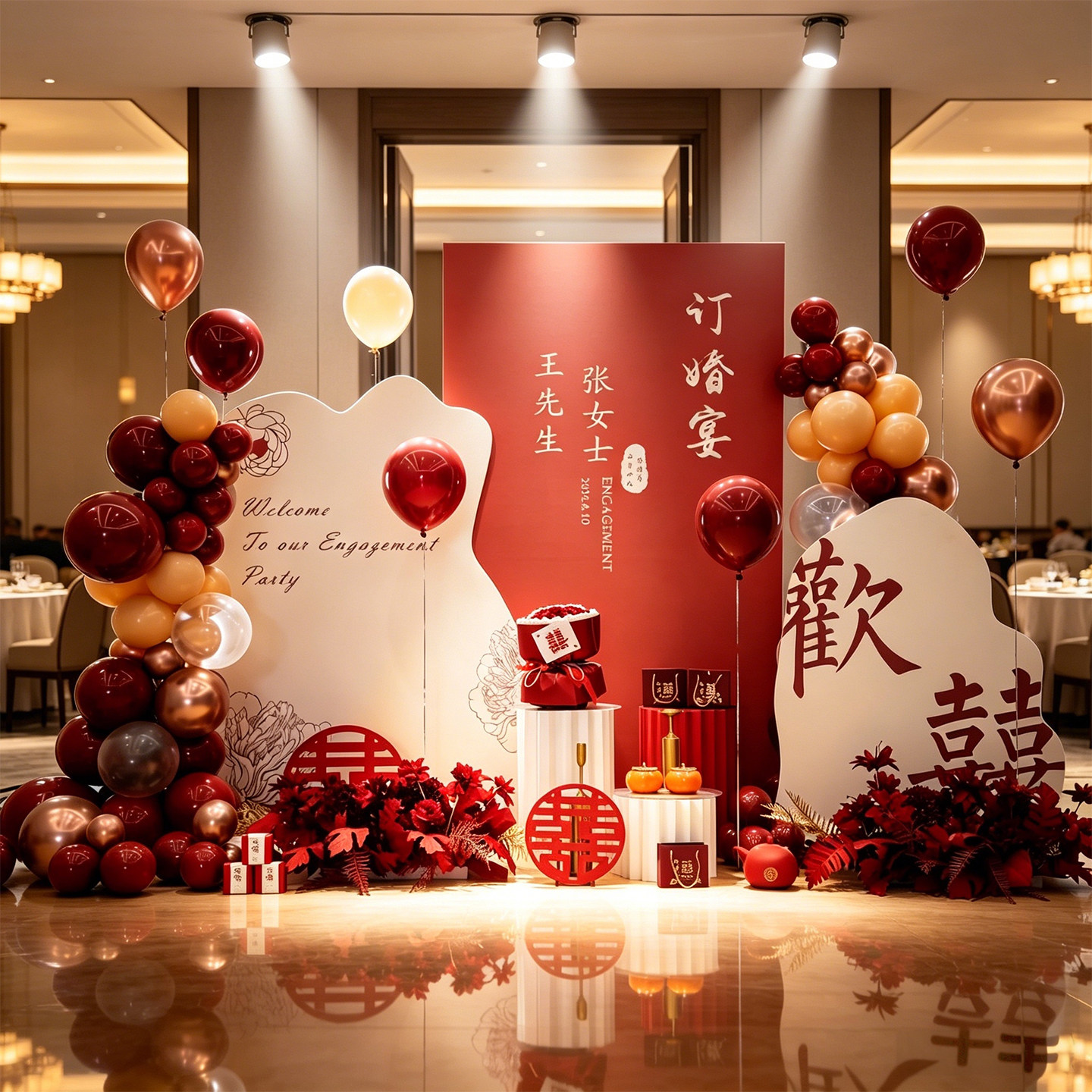 2026订婚宴背景墙KT板全套餐